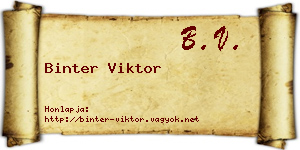 Binter Viktor névjegykártya